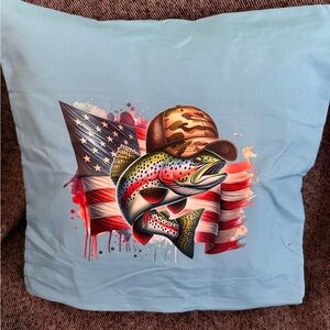 Patriotic Fish Design Accent Pillow